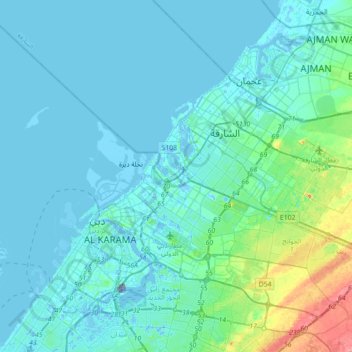 AL TAAWUN topographic map, elevation, terrain
