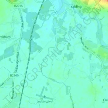 Laddingford topographic map, elevation, terrain