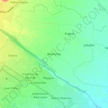 Morrocoy topographic map, elevation, terrain