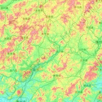 Heyuan topographic map, elevation, terrain