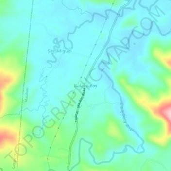Balaybalay topographic map, elevation, terrain
