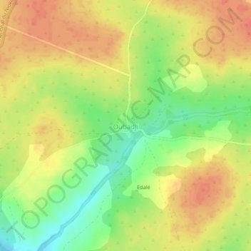 Oubadji topographic map, elevation, terrain