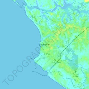 Buchanan topographic map, elevation, terrain