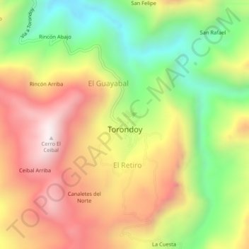Torondoy topographic map, elevation, terrain