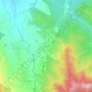 Evrychou topographic map, elevation, terrain