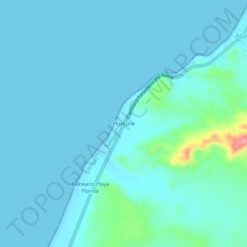 Huacura topographic map, elevation, terrain