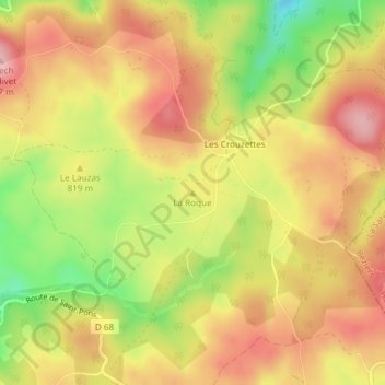La Roque topographic map, elevation, terrain