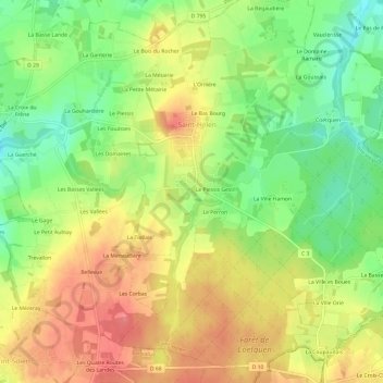 La Ville Davy topographic map, elevation, terrain