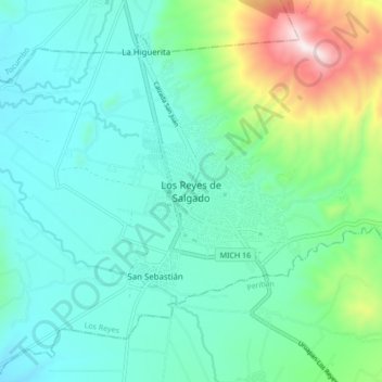Los Reyes de Salgado topographic map, elevation, terrain