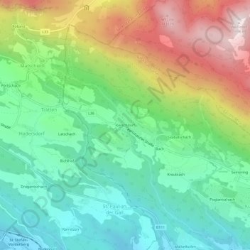 Kerschdorf topographic map, elevation, terrain