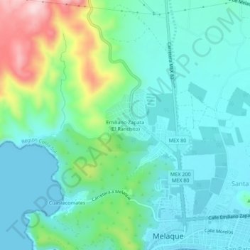 Emiliano Zapata (El Ranchito) topographic map, elevation, terrain