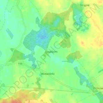 Swadzim topographic map, elevation, terrain