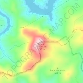 Pigeon Mountain topographic map, elevation, terrain