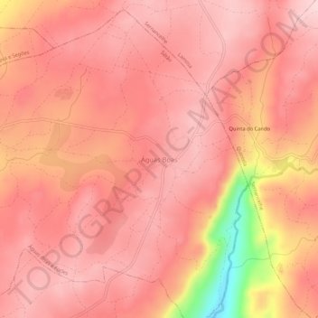 Águas Boas topographic map, elevation, terrain