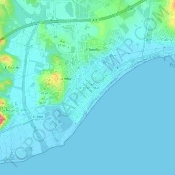 Torre del Mar topographic map, elevation, terrain