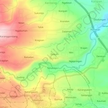 Dukuh topographic map, elevation, terrain