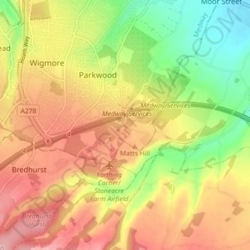 Farthing Corner topographic map, elevation, terrain