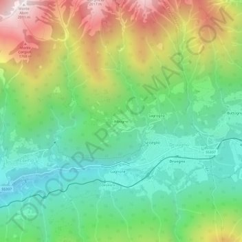 Albogno topographic map, elevation, terrain