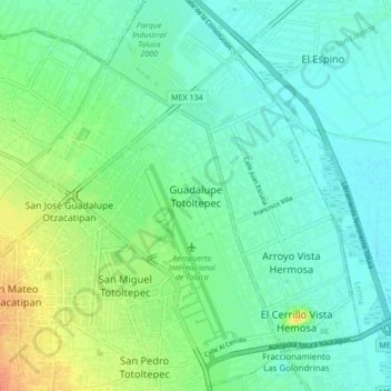 Guadalupe Totoltepec topographic map, elevation, terrain