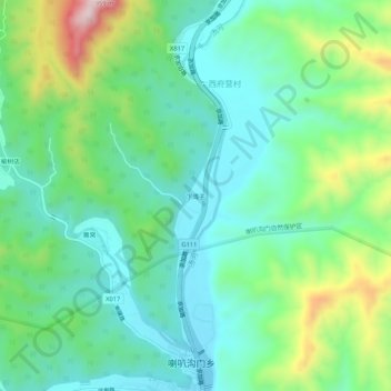 下湾子 topographic map, elevation, terrain