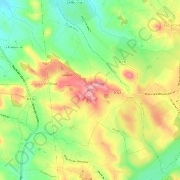 Birot topographic map, elevation, terrain