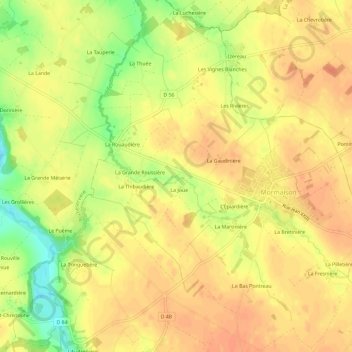 La Petite Roussière topographic map, elevation, terrain
