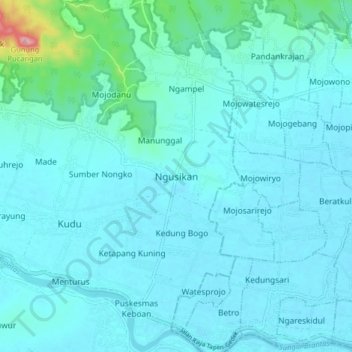 Ngusikan topographic map, elevation, terrain