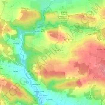 Parsac topographic map, elevation, terrain