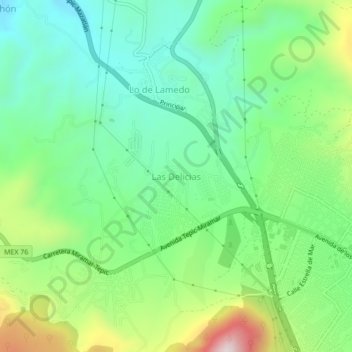 Las Delicias topographic map, elevation, terrain