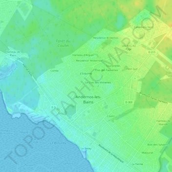 Taluque topographic map, elevation, terrain