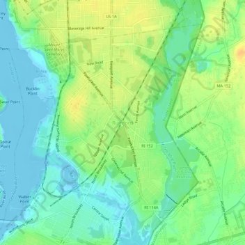 Rumford topographic map, elevation, terrain