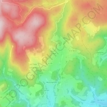 Franet topographic map, elevation, terrain