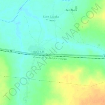 Sinthiou Sakho topographic map, elevation, terrain