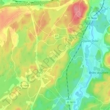 Funningen topographic map, elevation, terrain