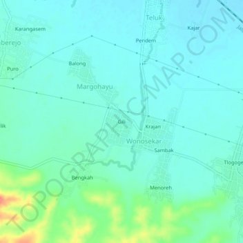 Gili topographic map, elevation, terrain
