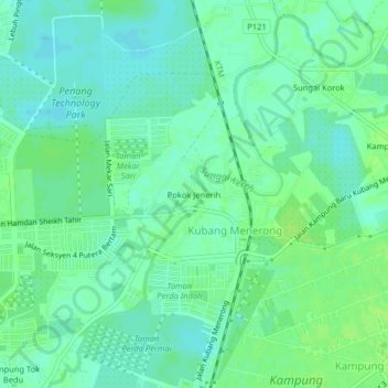 Pokok Jenerih topographic map, elevation, terrain