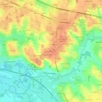 En Buchet topographic map, elevation, terrain