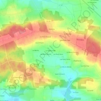 La Vieille Forêt topographic map, elevation, terrain