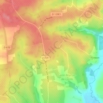 Poitier topographic map, elevation, terrain