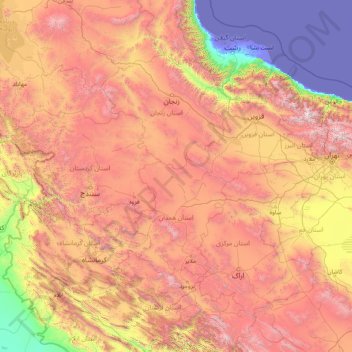 Hamedan topographic map, elevation, terrain