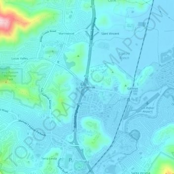 Las Gallinas topographic map, elevation, terrain