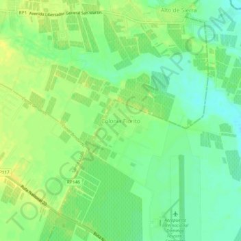 Colonia Fiorito topographic map, elevation, terrain
