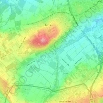 Lully topographic map, elevation, terrain