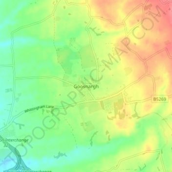 Goosnargh topographic map, elevation, terrain