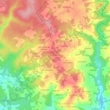 La Tuillière topographic map, elevation, terrain