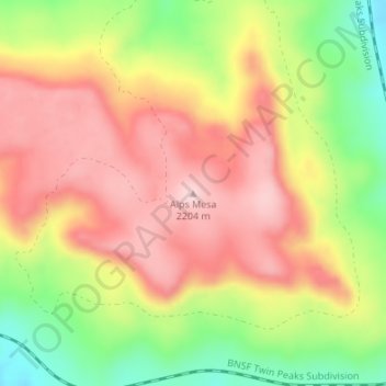 Alps Mesa topographic map, elevation, terrain