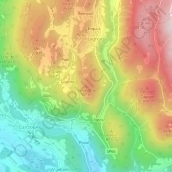 Belvedere topographic map, elevation, terrain