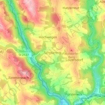 Schnürring topographic map, elevation, terrain
