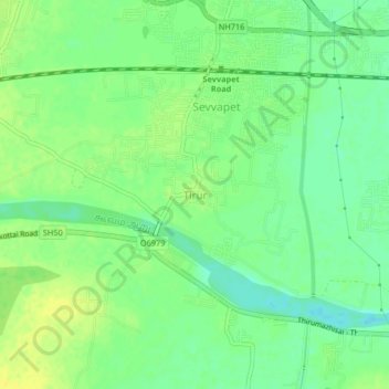 Tirur topographic map, elevation, terrain