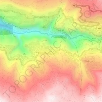 Bazaoun topographic map, elevation, terrain